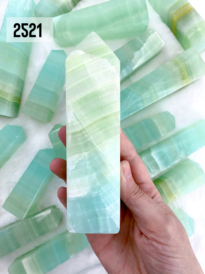 Pistachio Calcite Towers - Uncommon Rocks