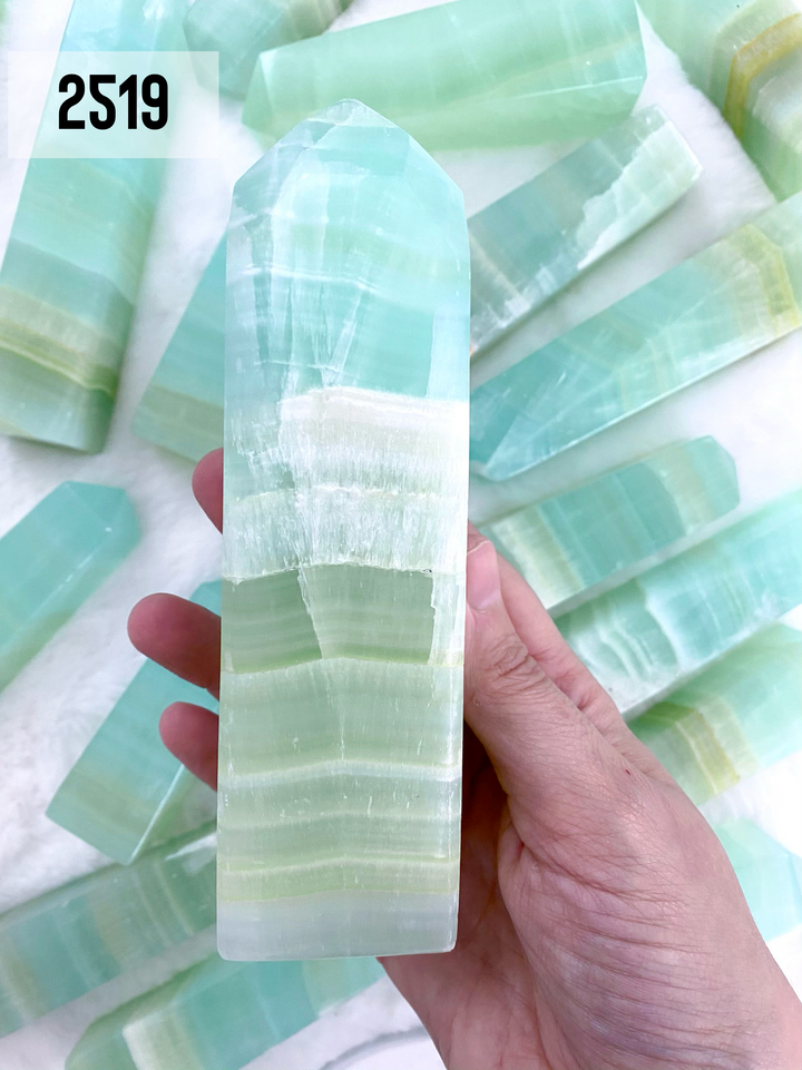 Pistachio Calcite Towers - Uncommon Rocks