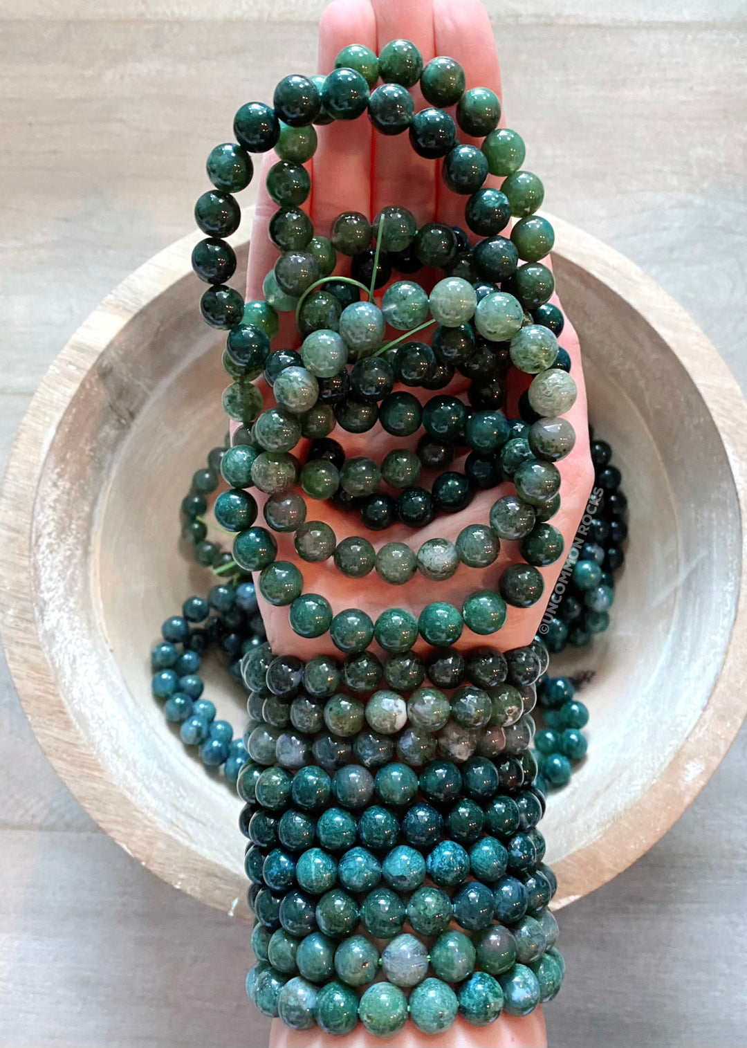 Moss Agate Bead Bracelet