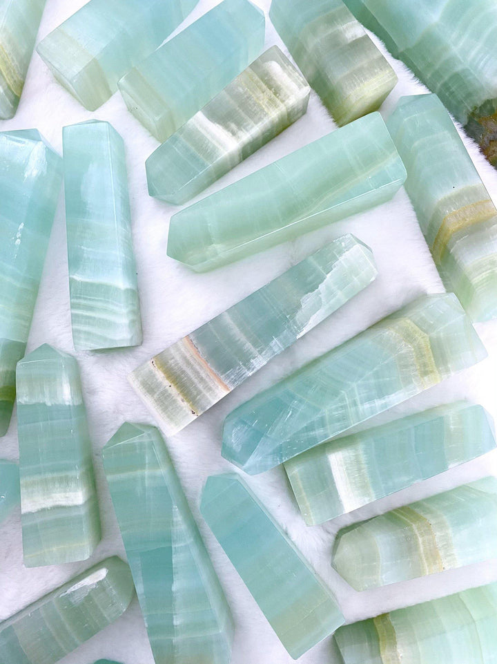 Pistachio Calcite Towers - Uncommon Rocks