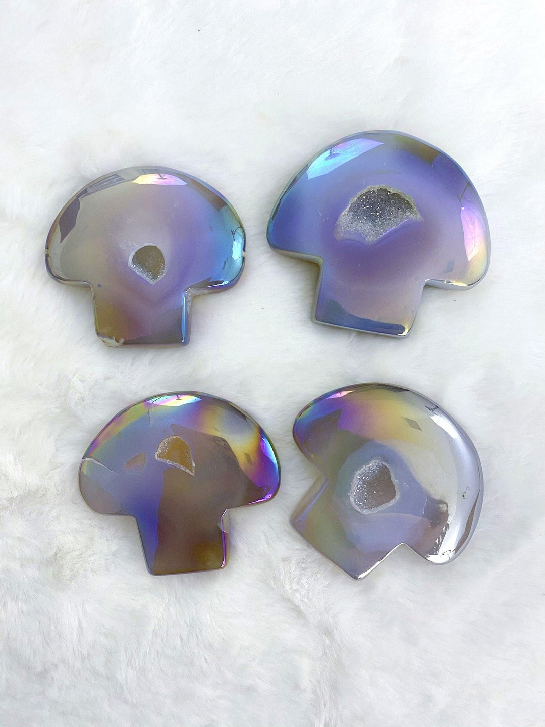 Agate Aura Mushroom Carving with Druzy - Uncommon Rocks