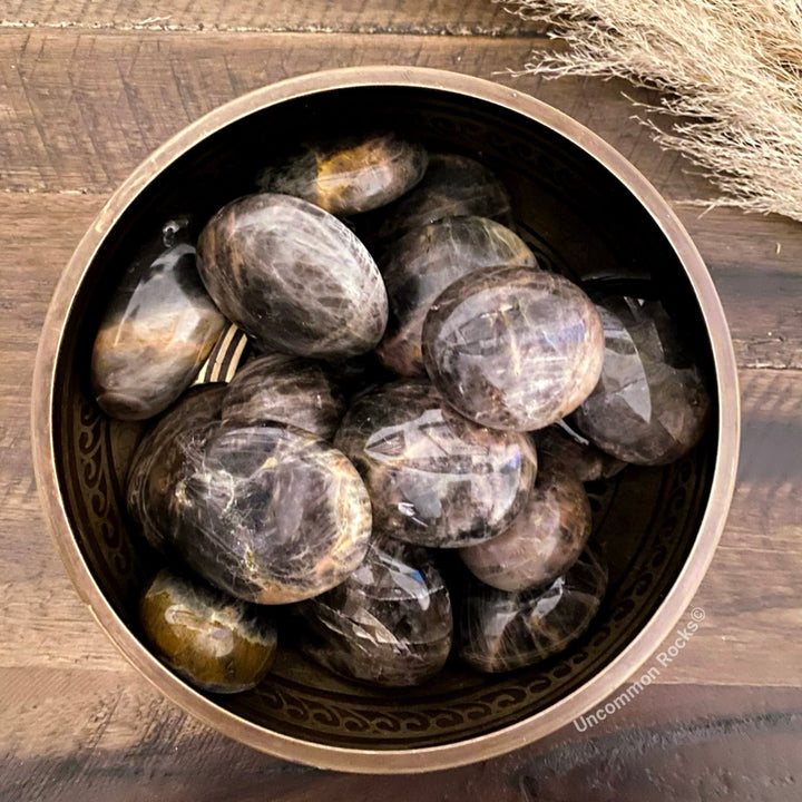 Black Moonstone Palm Stones