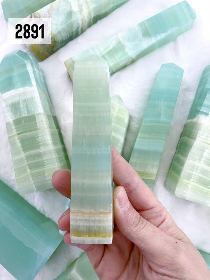 Pistachio Calcite Towers - Uncommon Rocks