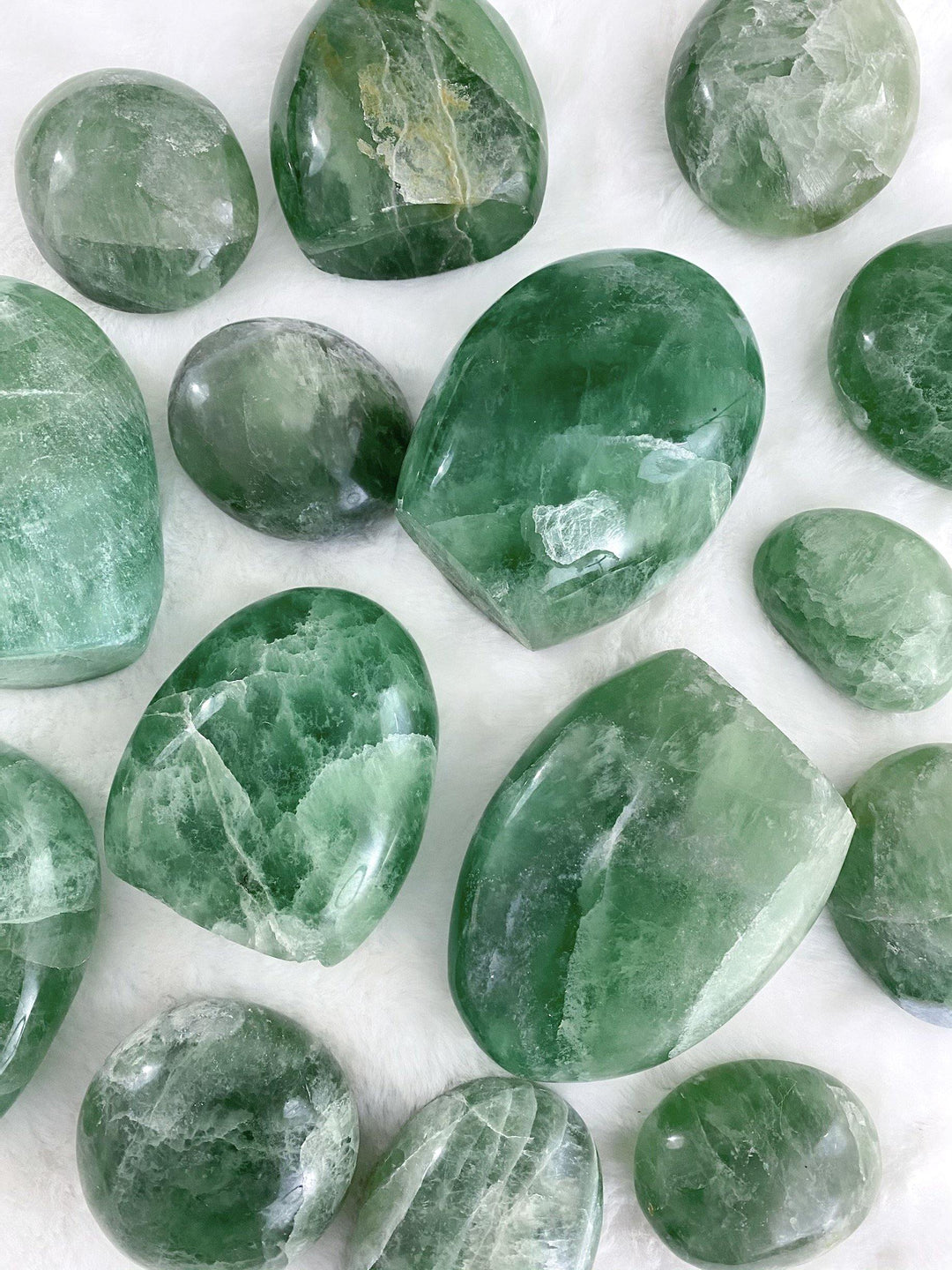 Green Fluorite Palm Stones - Uncommon Rocks