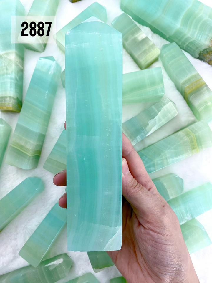 Pistachio Calcite Towers - Uncommon Rocks