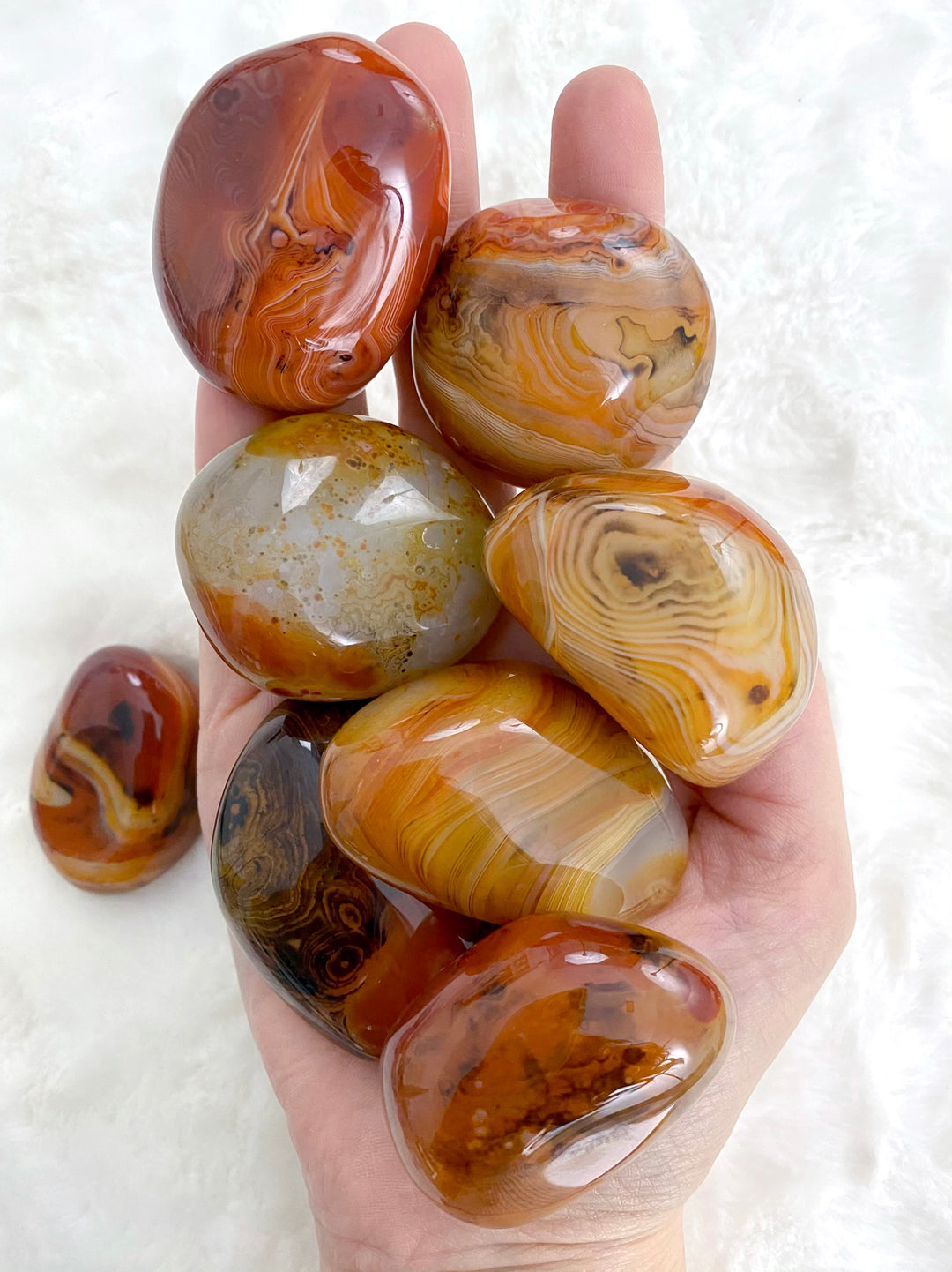 Red Banded Agate Palm Stones