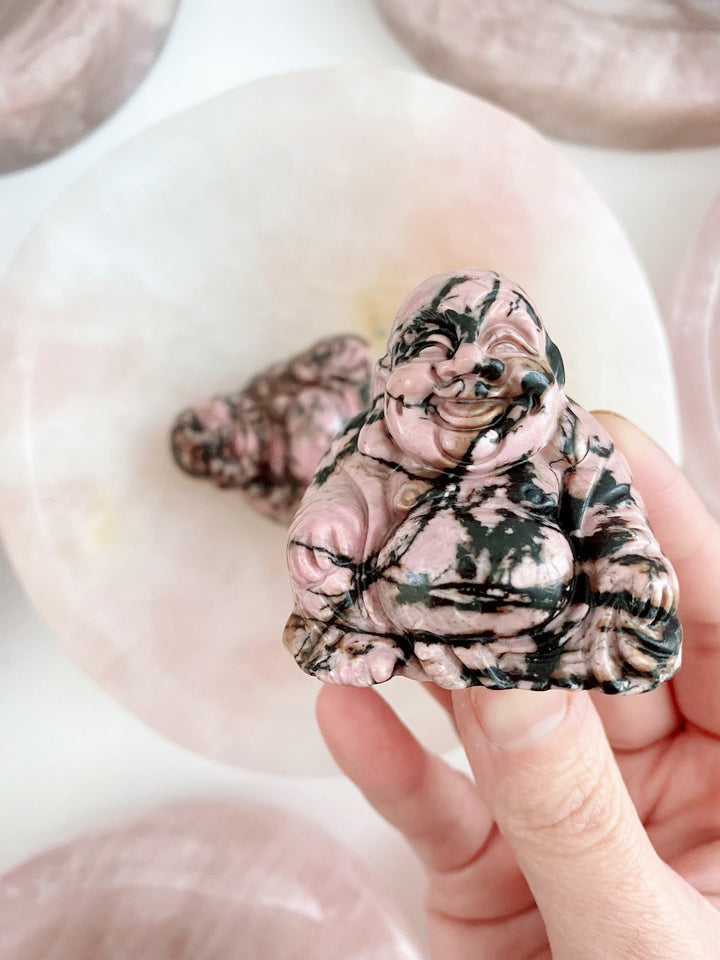 Rhodonite Buddha Carving