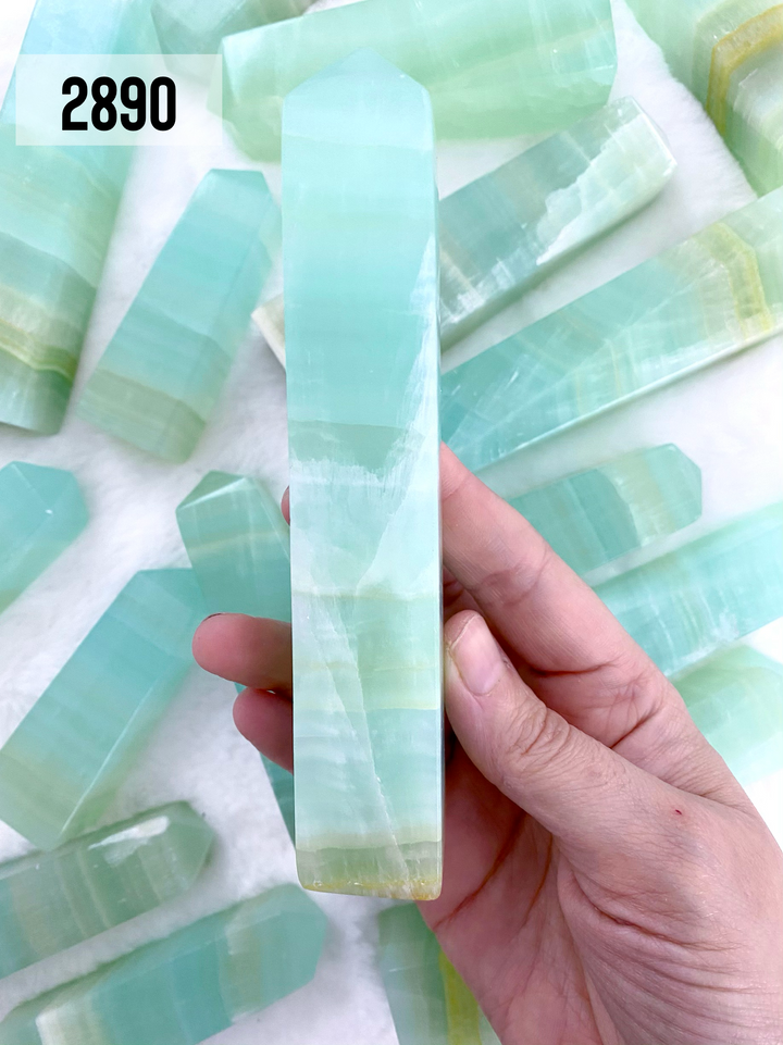 Pistachio Calcite Towers - Uncommon Rocks