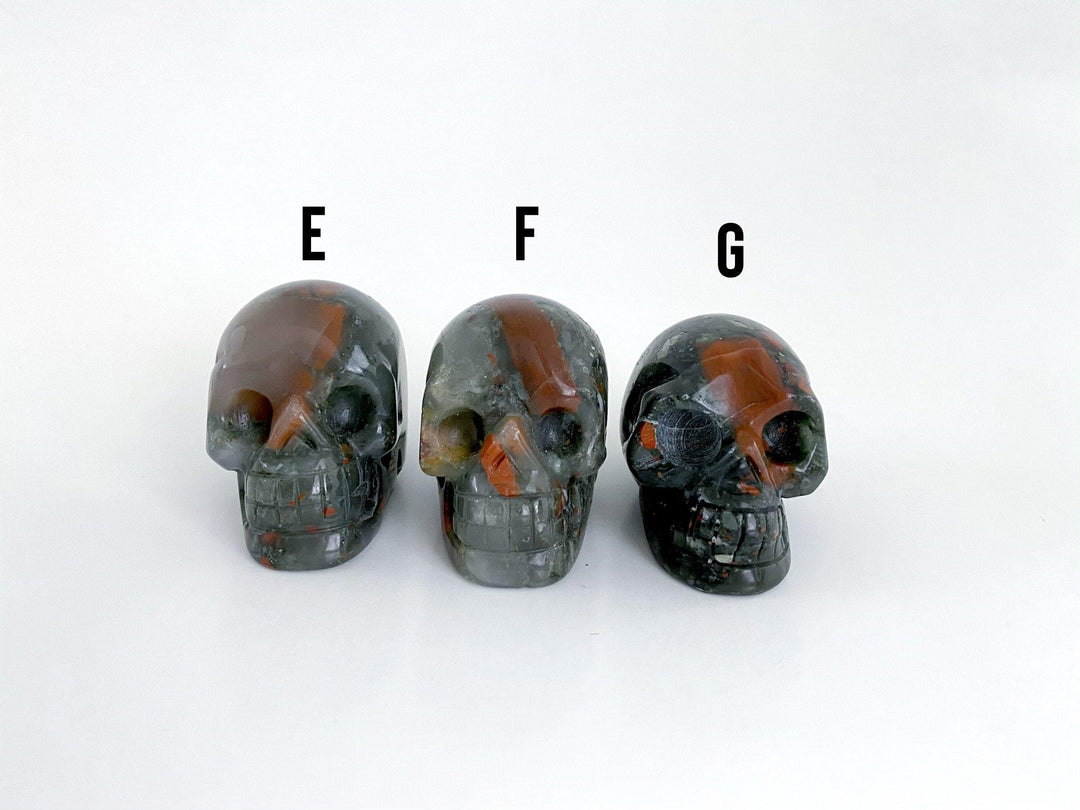 Bloodstone Carved Skulls - Uncommon Rocks
