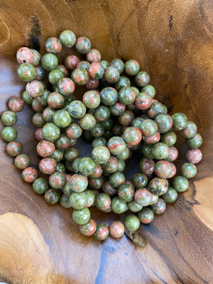 Unakite Stone Bead Bracelet