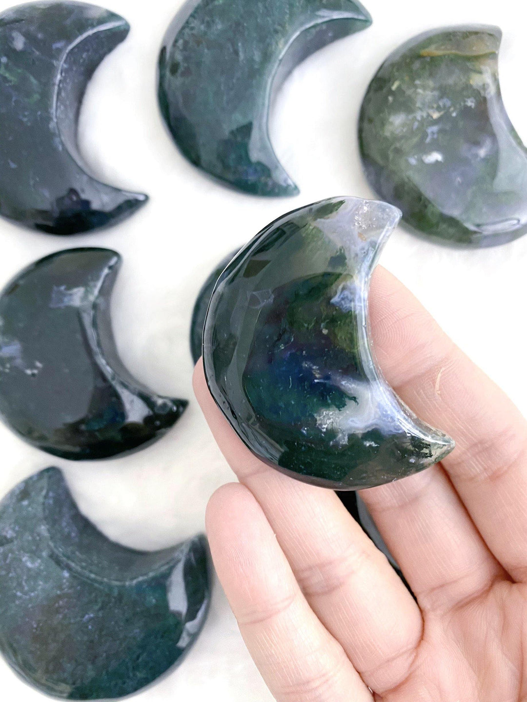 Moss Agate Moons - Uncommon Rocks