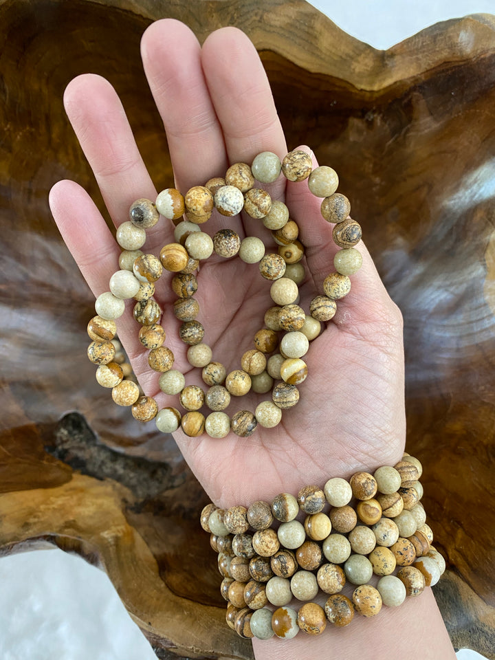 Earth Fossil Bead Bracelet