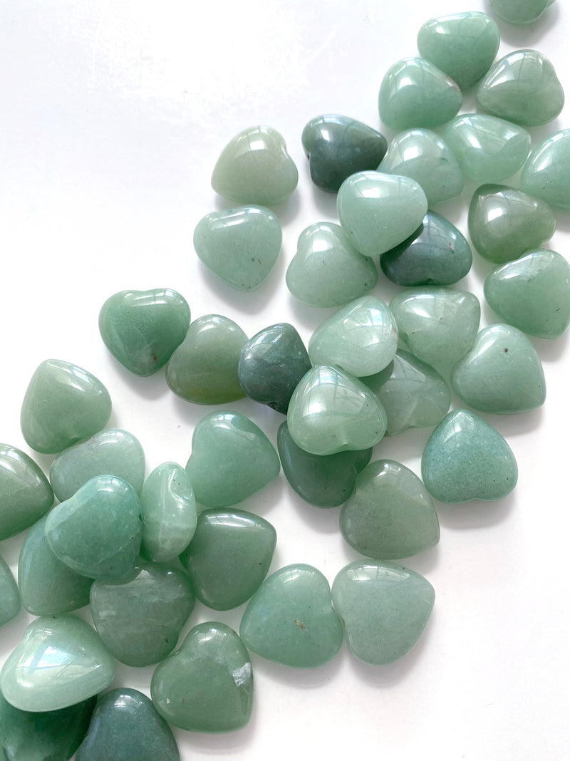 Green Aventurine Hearts with Drilled Hole