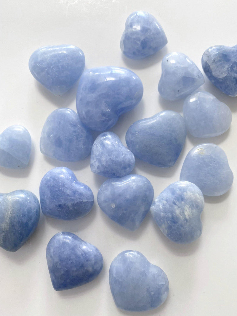 Blue Calcite Hearts - Uncommon Rocks