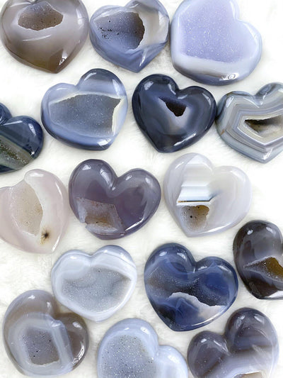 Agate Bubble Heart with Druzy - Uncommon Rocks