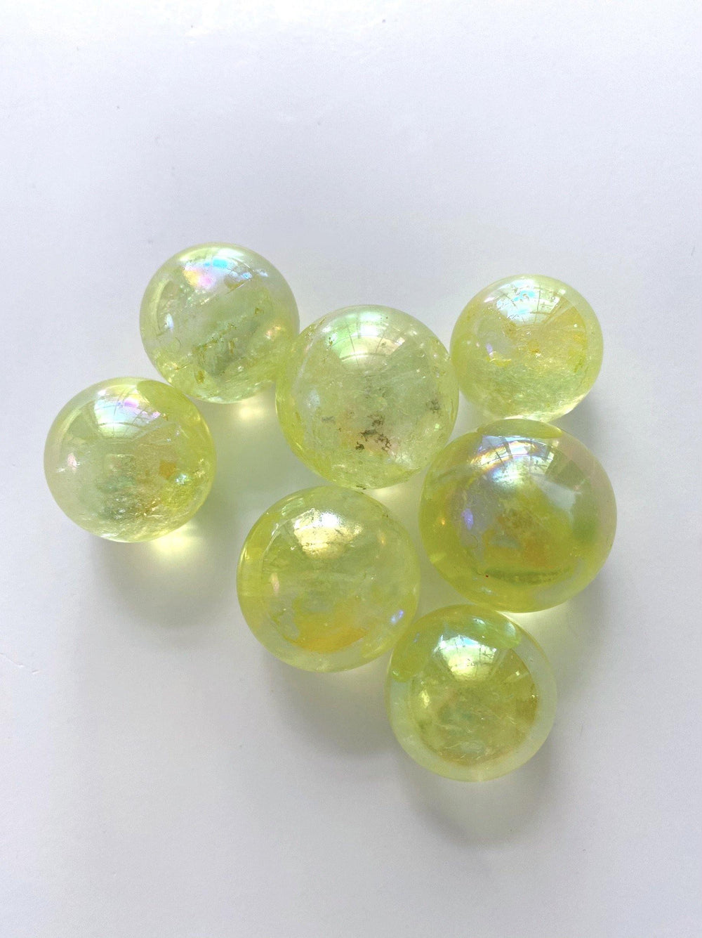 Aura Yellow Quartz Spheres - Uncommon Rocks