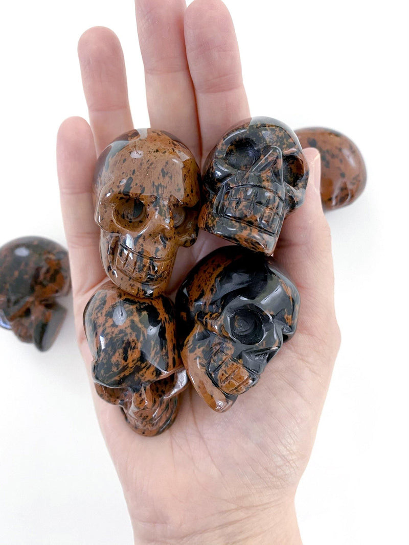 Mahogany Obsidian Carved Skulls - Uncommon Rocks
