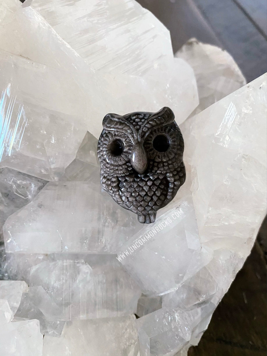 Golden Obsidian Carved Owl