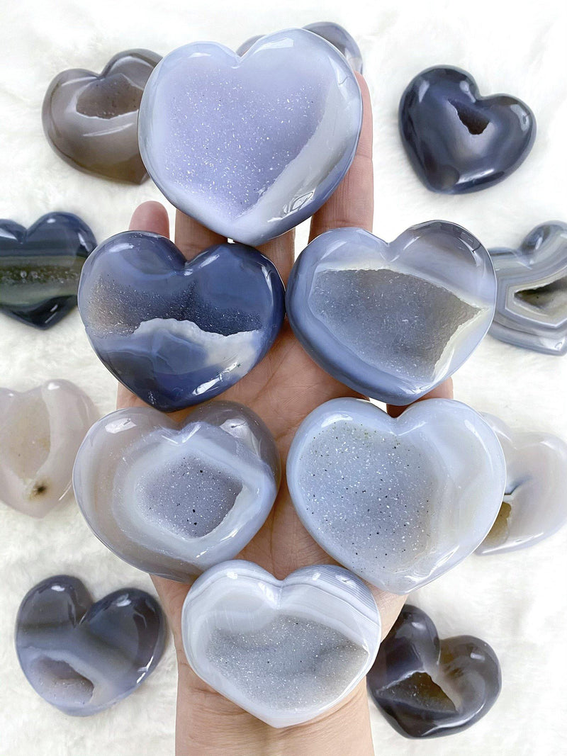 Agate Bubble Heart with Druzy - Uncommon Rocks