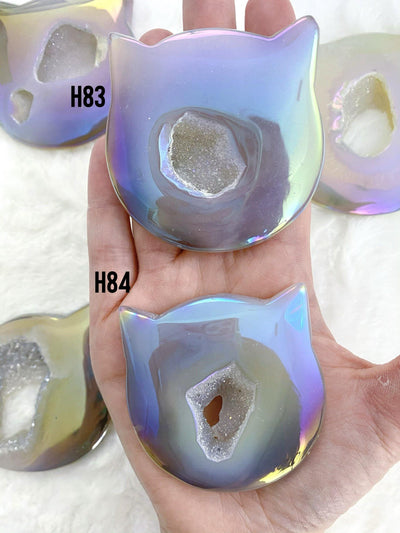 Agate Aura Cat's Carving Face with Druzy - Uncommon Rocks