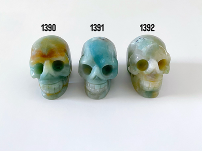 Sky Blue Quartz Carved Skulls