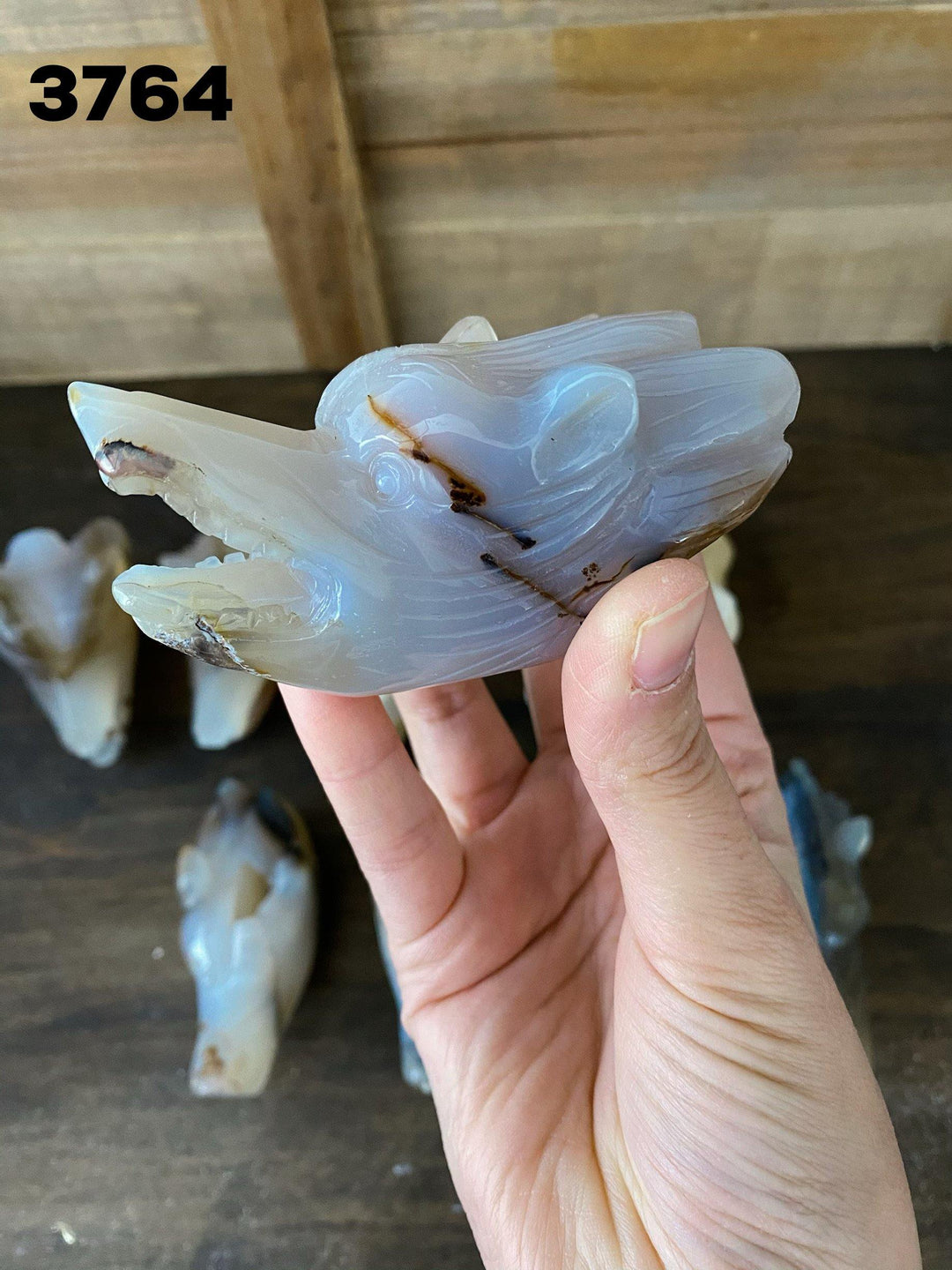 Agate Wolf Face Carvings - Uncommon Rocks