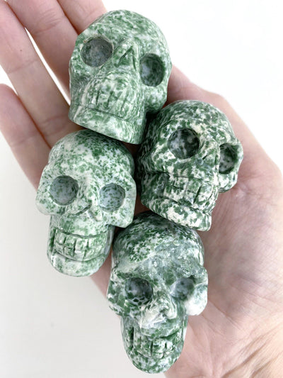 Green Tree Jasper Skulls - Uncommon Rocks