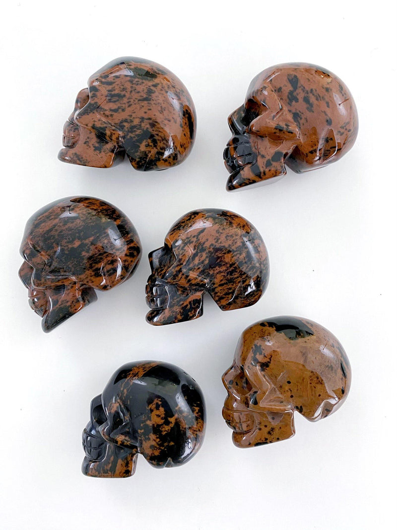 Mahogany Obsidian Carved Skulls - Uncommon Rocks