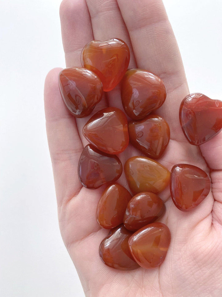 Carnelian Hearts with Drilled Hole - Uncommon Rocks