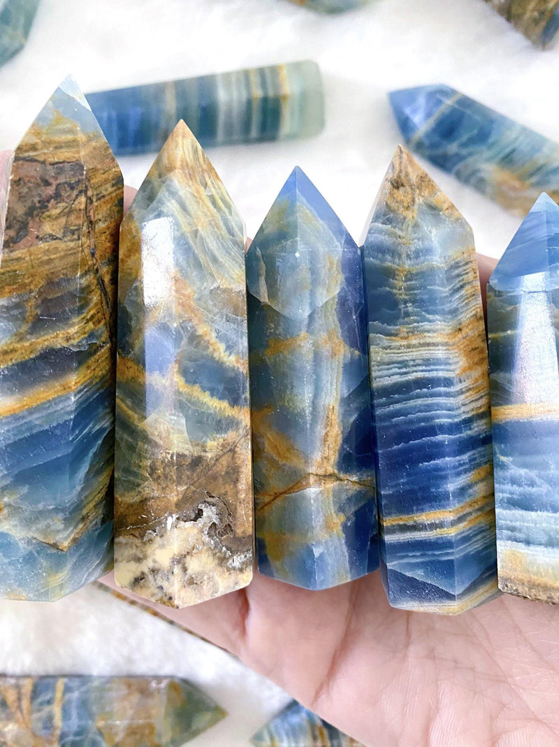 Blue Onyx (Lemurian Aquatine Calcite) Towers - Uncommon Rocks