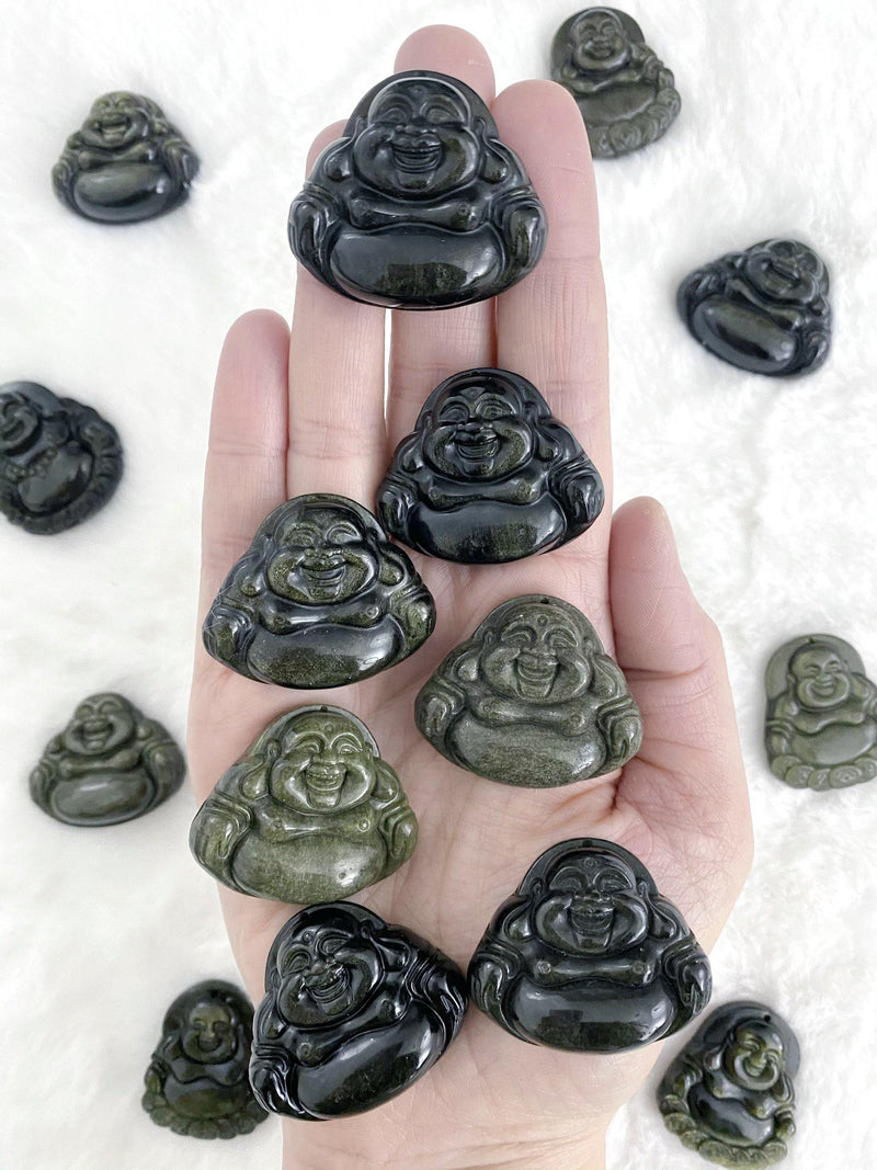 Obsidian Carved Buddha - Uncommon Rocks