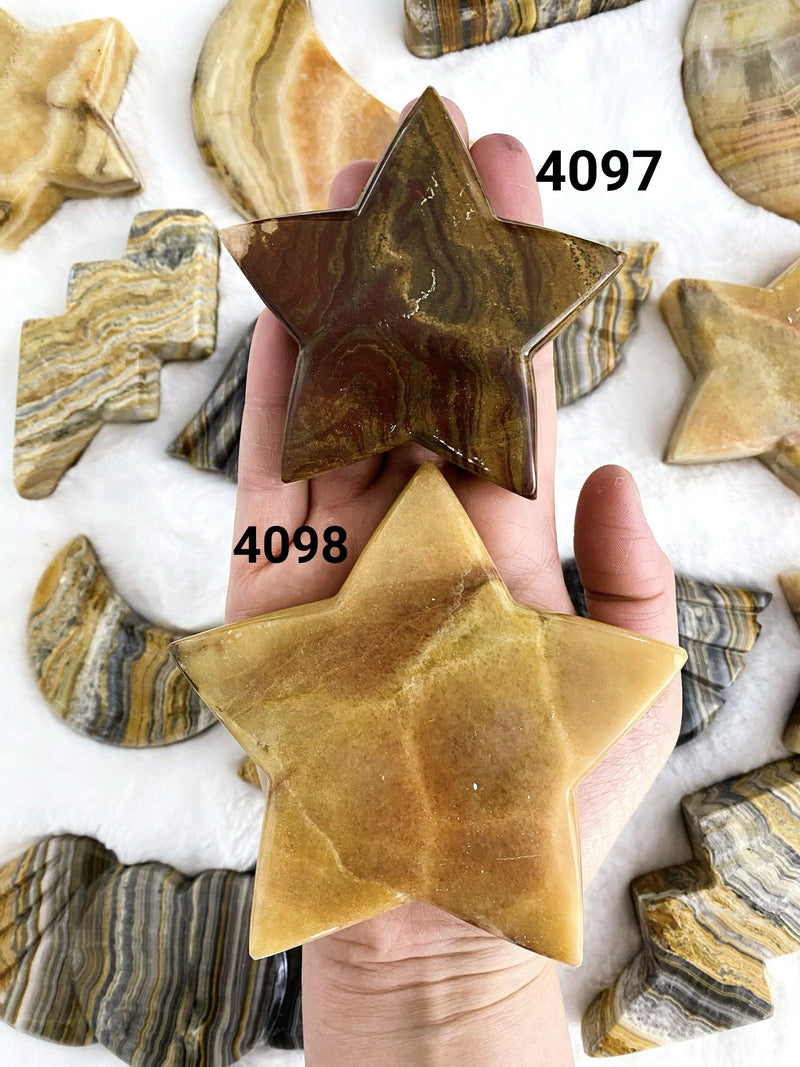 Banded Calcite Carved Stars - Uncommon Rocks
