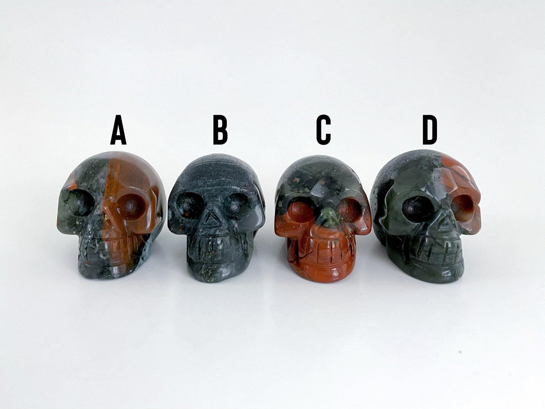 Bloodstone Carved Skulls - Uncommon Rocks