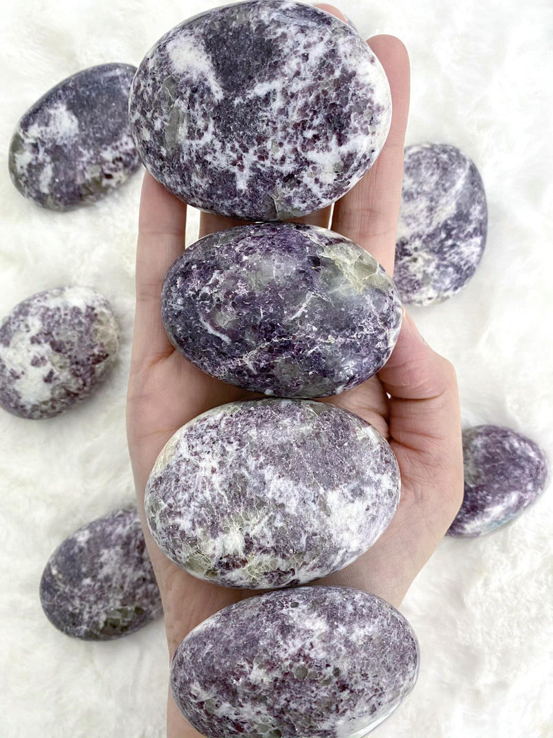 Lepidolite Palm Stones - Uncommon Rocks