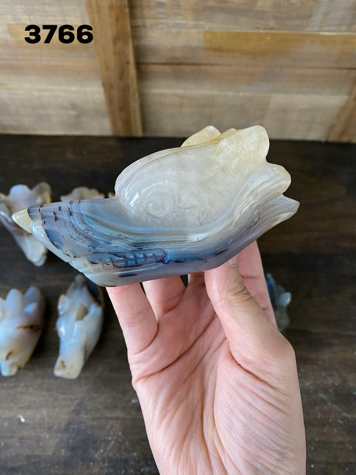 Agate Wolf Face Carvings - Uncommon Rocks