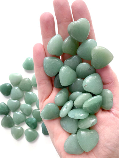 Green Aventurine Hearts with Drilled Hole