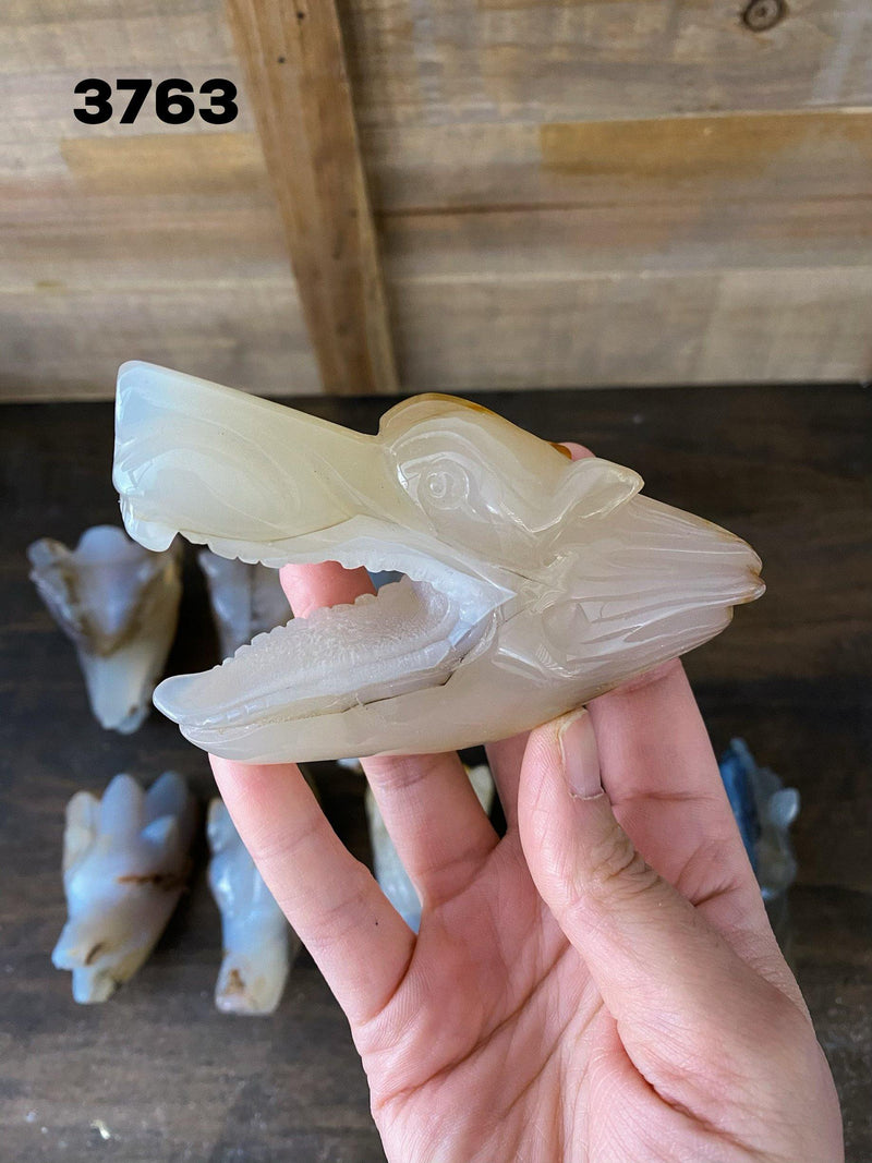 Agate Wolf Face Carvings - Uncommon Rocks